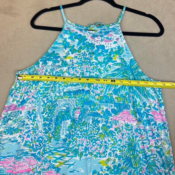 Lilly Pulitzer blue and pink sleeveless dress pink tassels size L sku 288-V09 - Picture 6 of 6